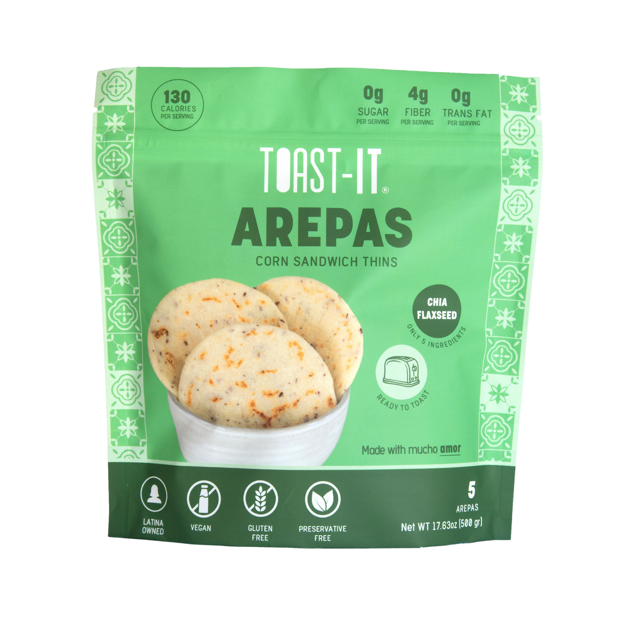 Chia Flaxseed Arepas - 6 Pack (30 Arepas)