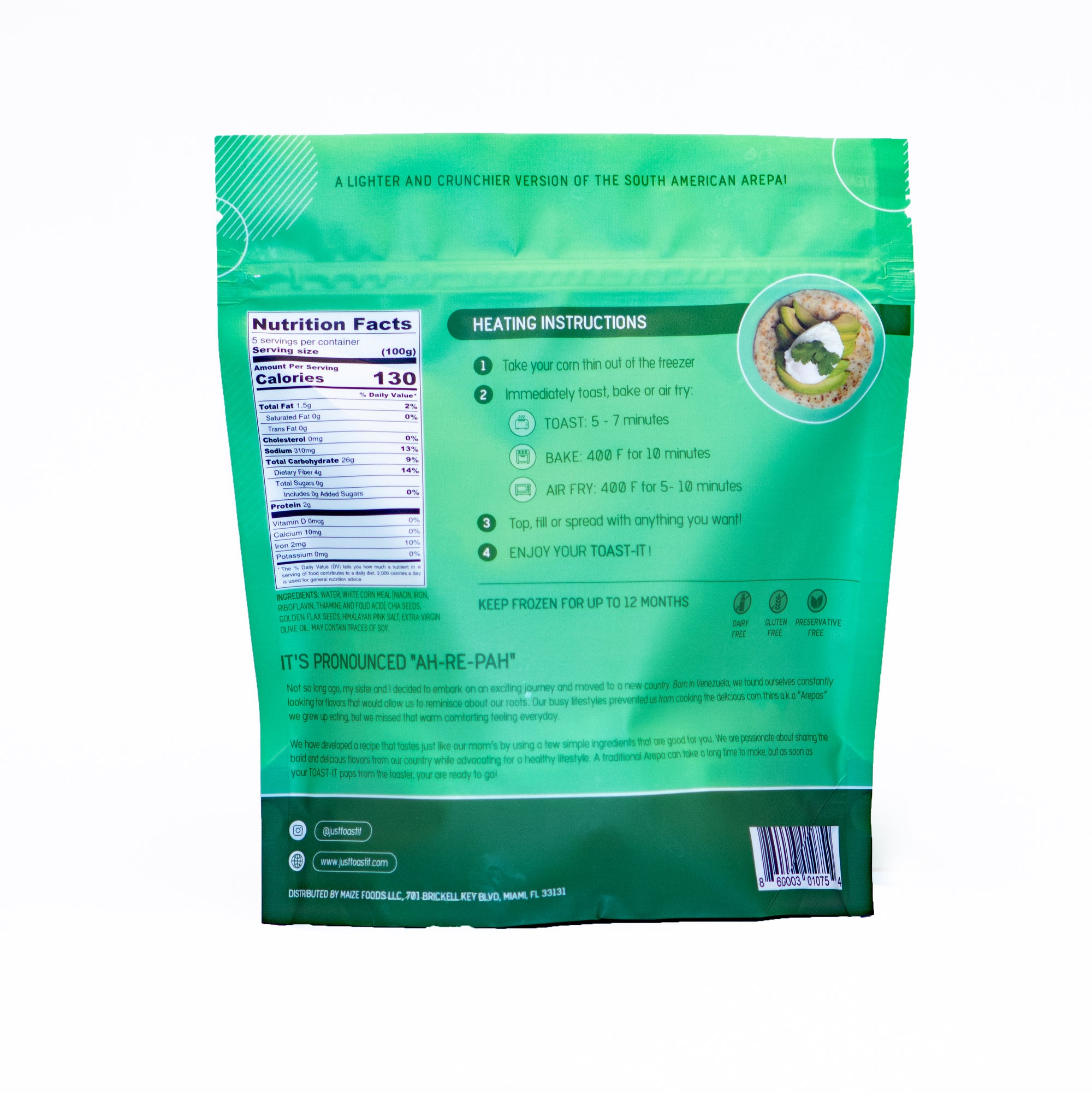 Chia Flaxseed Arepas - 6 Pack (30 Arepas)